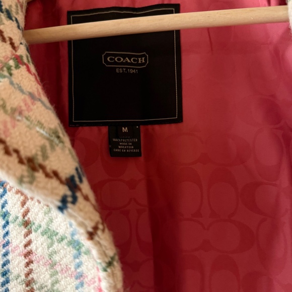 COACH Plaid Wool Pea Coat Size Medium - Picture 4 of 7